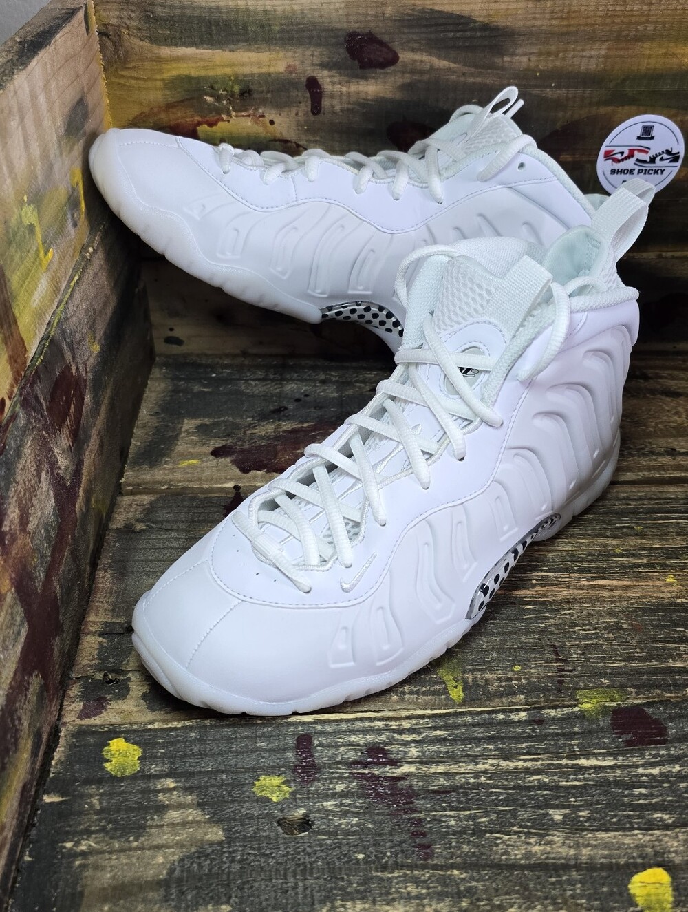 Nike Little Posite GS One Foamposite Triple White  HQ1959-100 women Sz 8.5